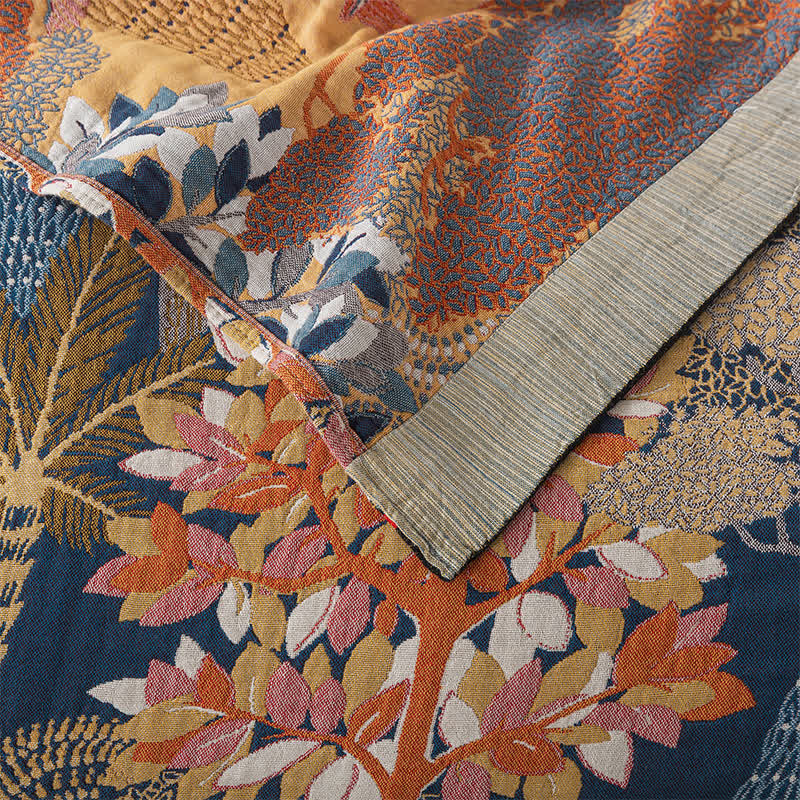 Couverture douillette en gaze de coton avec motif jungle tropicale