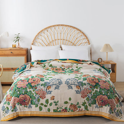 Couette douce et réversible « Rose élégante » en coton
