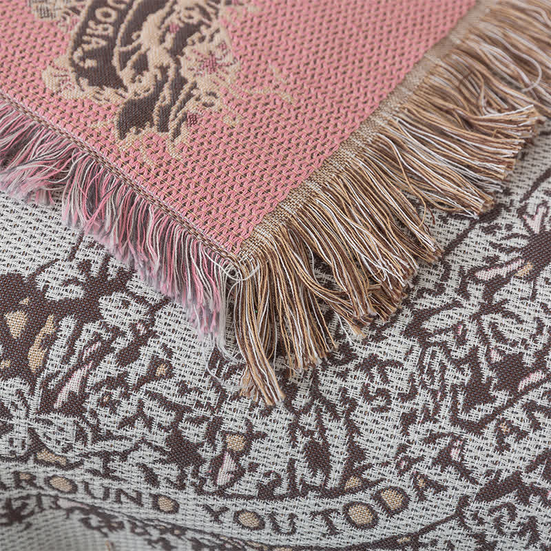 Couverture de canapé à pompons papillon vintage