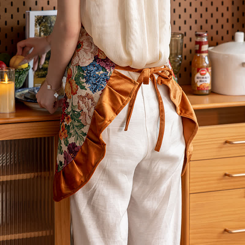 Tablier de cuisine élégant et anti-huile de jardin à motif floral