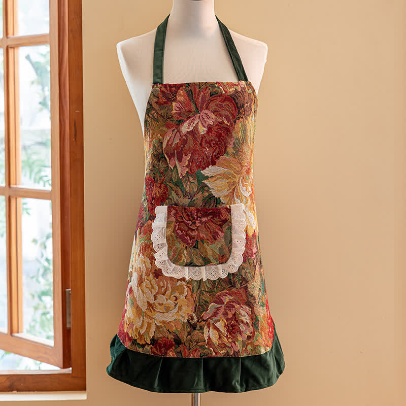 Tablier de cuisine élégant et anti-huile de jardin à motif floral
