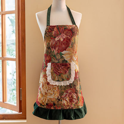 Tablier de cuisine élégant et anti-huile de jardin à motif floral