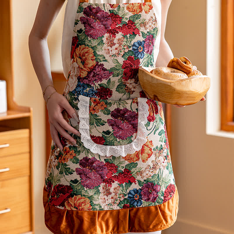 Tablier de cuisine élégant et anti-huile de jardin à motif floral