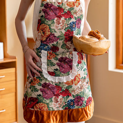 Tablier de cuisine élégant et anti-huile de jardin à motif floral