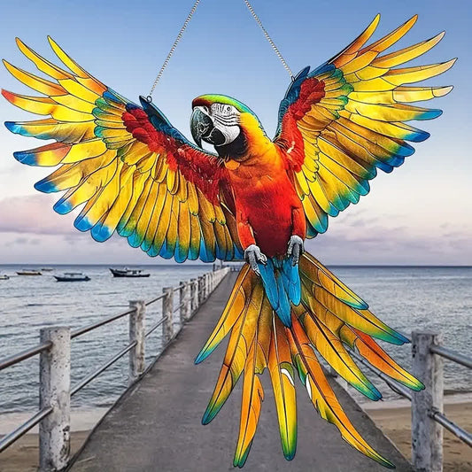 Décoration de fenêtre en acrylique avec perroquet
