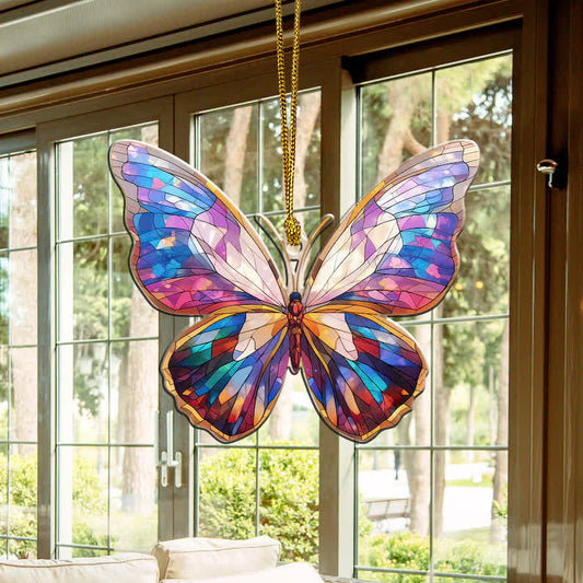 Décoration suspendue en forme de papillon coloré en acrylique