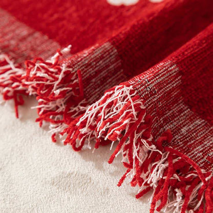 Housse de canapé réversible en chenille avec motif sapin de Noël