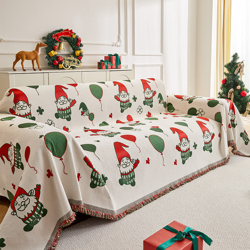 Housse de canapé fonctionnelle en chenille avec motif Père Noël