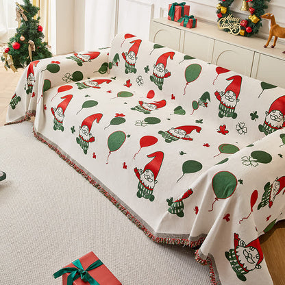 Housse de canapé fonctionnelle en chenille avec motif Père Noël