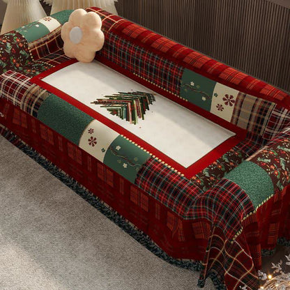 Housse de canapé fonctionnelle en chenille de style vintage avec motif de Noël