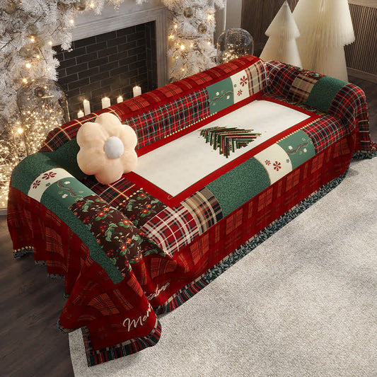 Housse de canapé fonctionnelle en chenille de style vintage avec motif de Noël