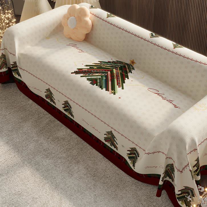 Housse de canapé simple en chenille avec motif sapin de Noël