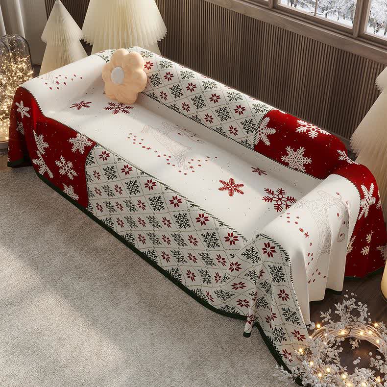 Housse de canapé en chenille avec motif flocon de neige de Noël