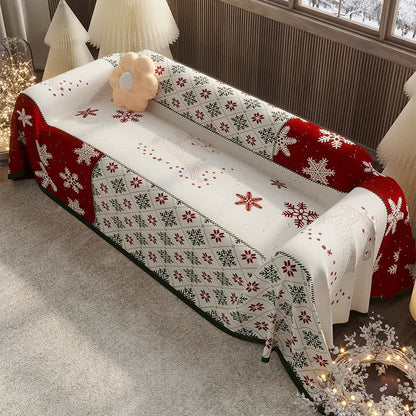 Housse de canapé en chenille avec motif flocon de neige de Noël