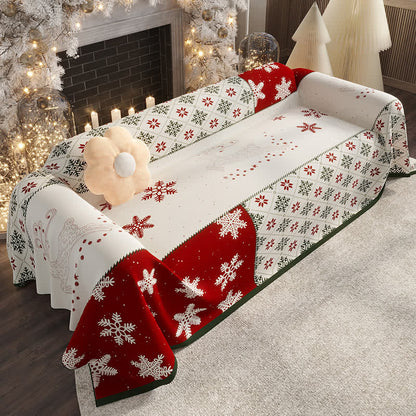 Housse de canapé en chenille avec motif flocon de neige de Noël