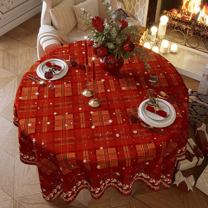 Nappe en chenille à carreaux de Noël