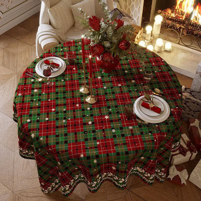 Nappe en chenille à carreaux de Noël