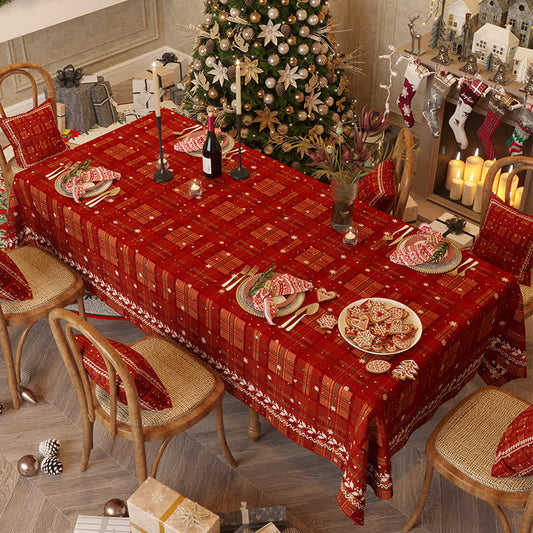 Nappe en chenille à carreaux de Noël