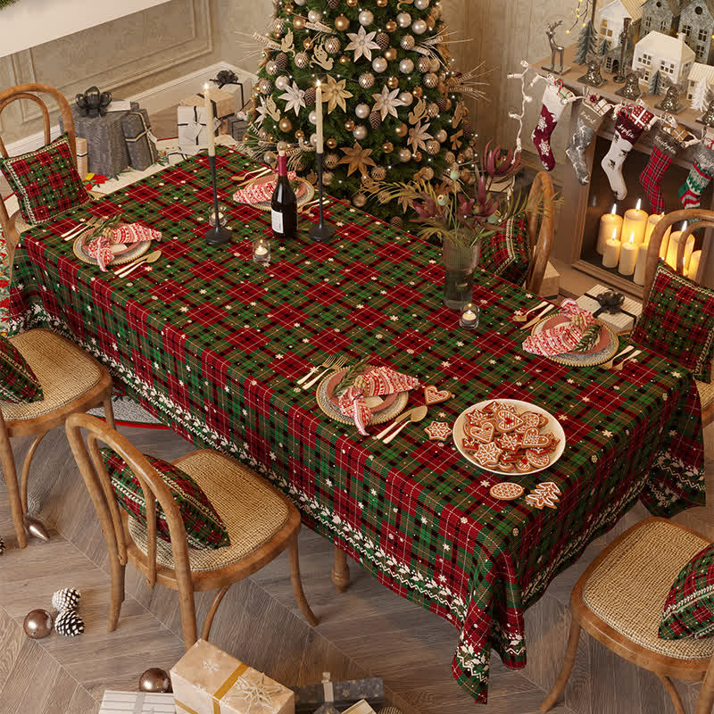 Nappe en chenille à carreaux de Noël