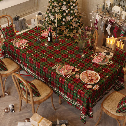 Nappe en chenille à carreaux de Noël