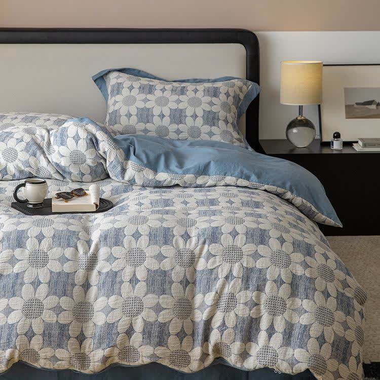 Parure de lit en gaze de coton Refresh Flower (4 pièces)