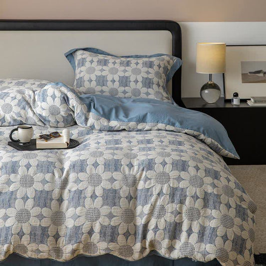 Parure de lit en gaze de coton Refresh Flower (4 pièces)