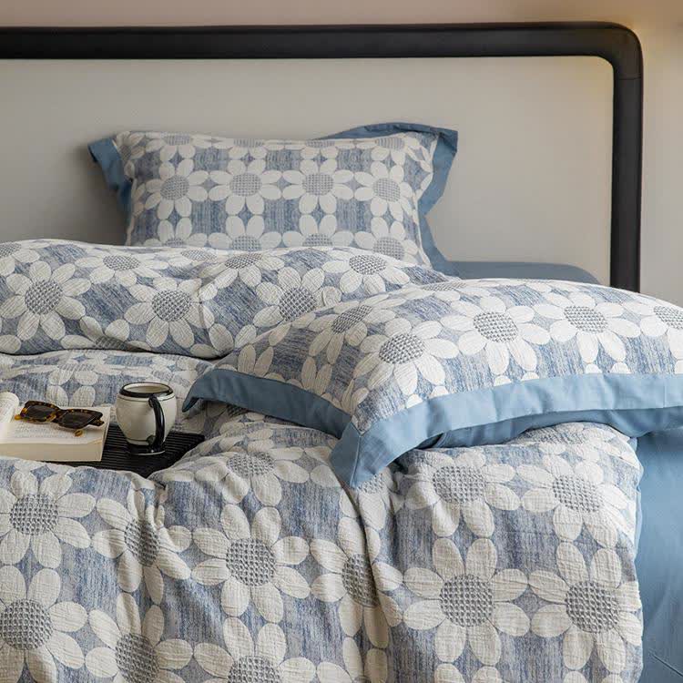 Parure de lit en gaze de coton Refresh Flower (4 pièces)