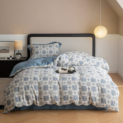 Parure de lit en gaze de coton Refresh Flower (4 pièces)