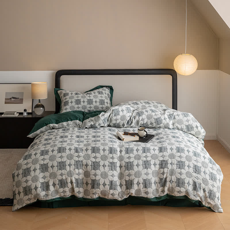 Parure de lit en gaze de coton Refresh Flower (4 pièces)