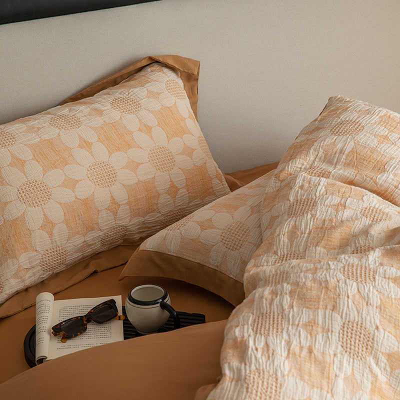Parure de lit en gaze de coton Refresh Flower (4 pièces)