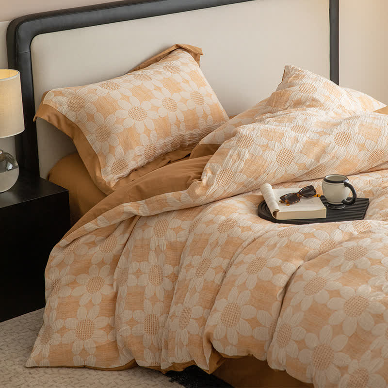 Parure de lit en gaze de coton Refresh Flower (4 pièces)