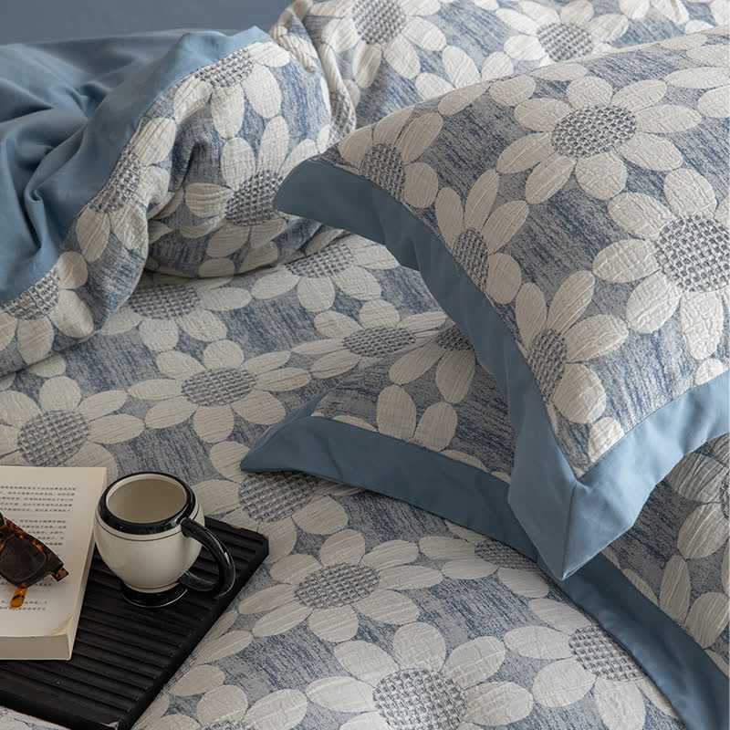 Parure de lit en gaze de coton Refresh Flower (4 pièces)