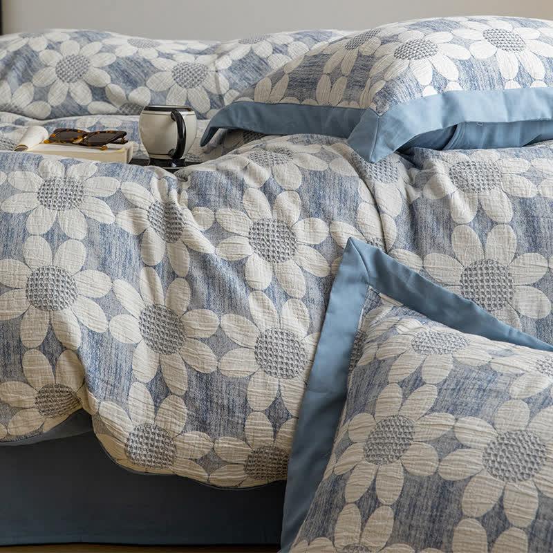 Parure de lit en gaze de coton Refresh Flower (4 pièces)