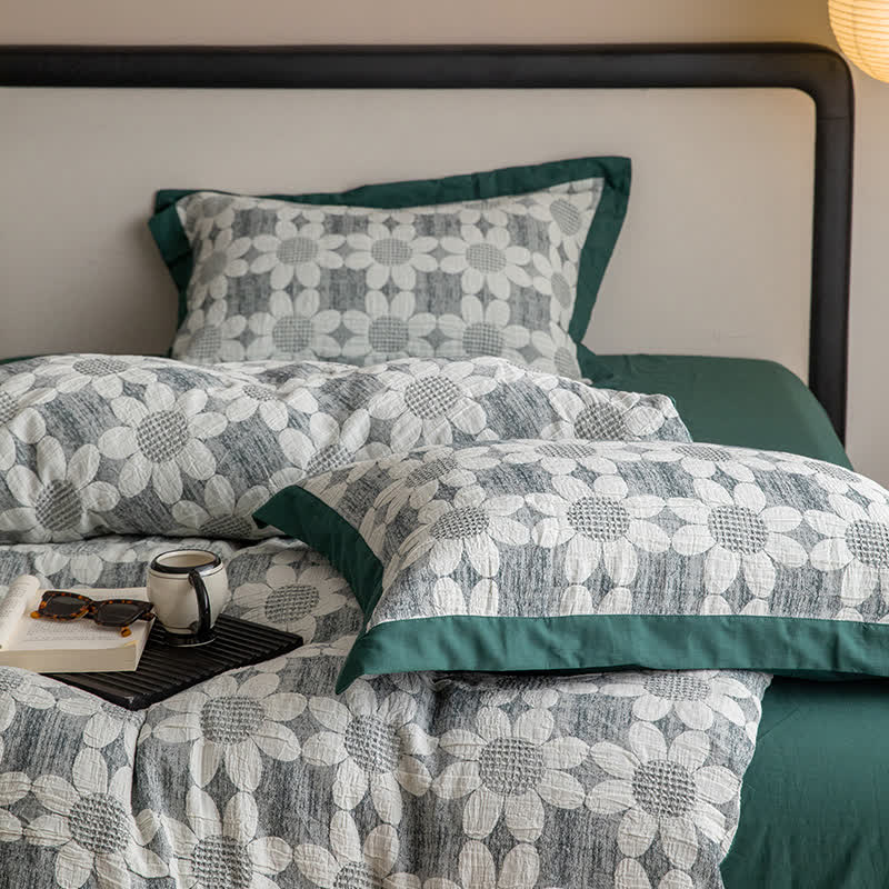 Parure de lit en gaze de coton Refresh Flower (4 pièces)
