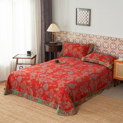 Parures de lit luxueuses en gaze de coton à motif floral (4 pièces)