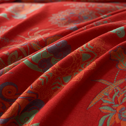 Parures de lit luxueuses en gaze de coton à motif floral (4 pièces)