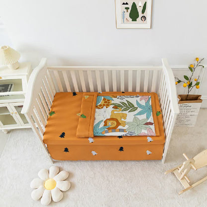 Parure de lit en coton pour lit enfant avec motifs animaux dans un motif forêt (3 pièces)