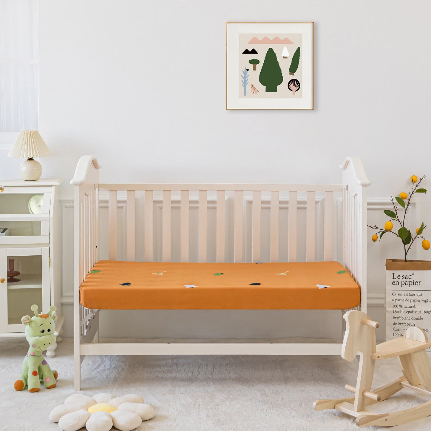 Parure de lit en coton pour lit enfant avec motifs animaux dans un motif forêt (3 pièces)