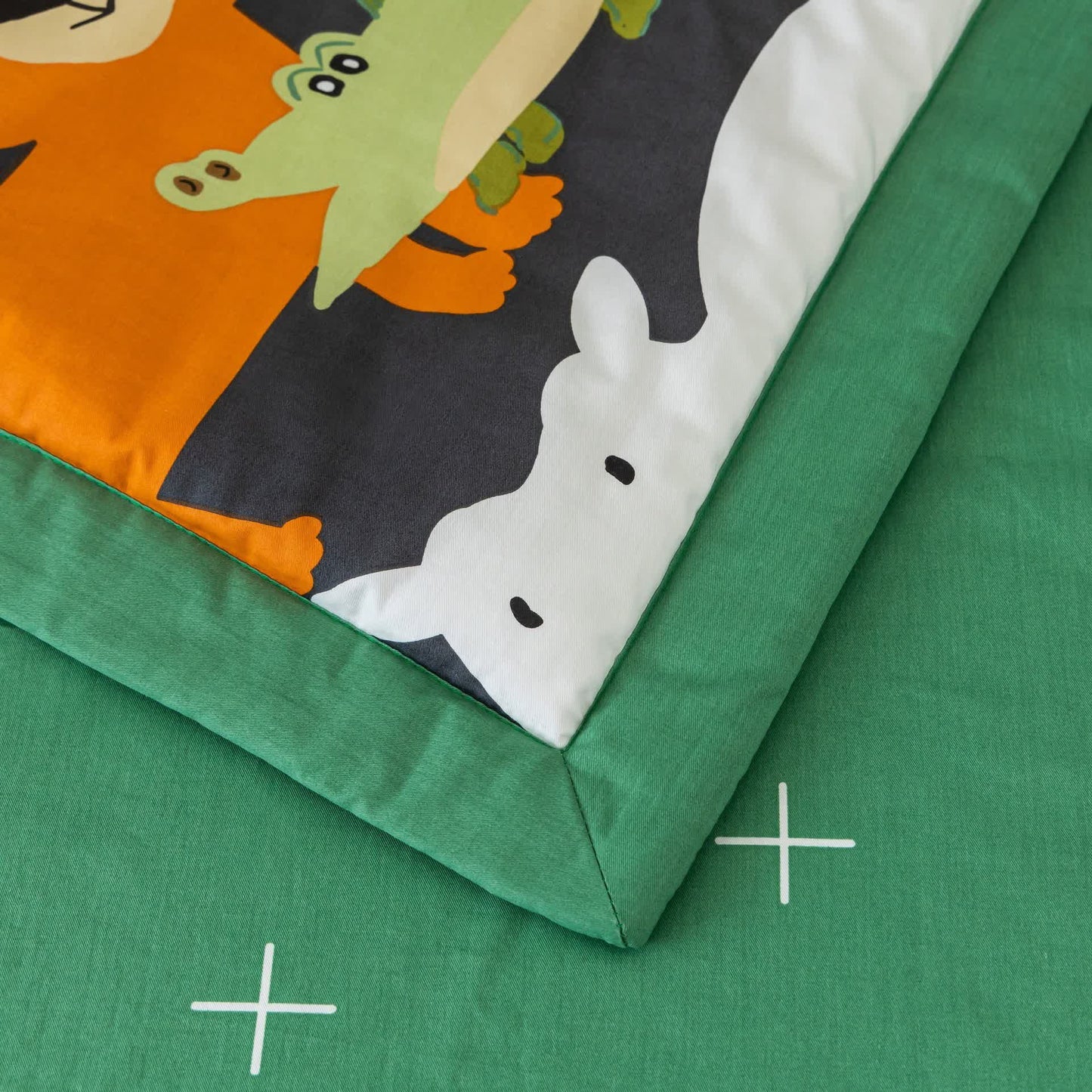 Parure de lit en pur coton avec motif animal de dessin animé pour lit d'enfant (3 pièces)