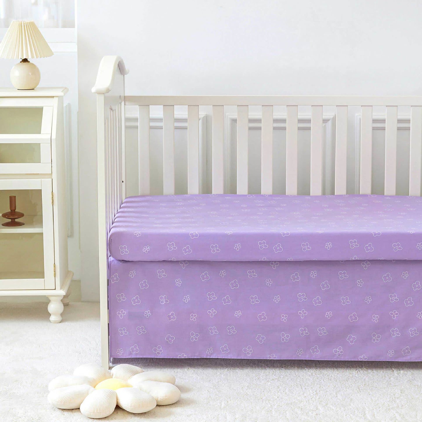 Parure de lit élégante pour lit d'enfant en pur coton à motif floral (3 pièces)