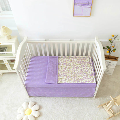 Parure de lit élégante pour lit d'enfant en pur coton à motif floral (3 pièces)