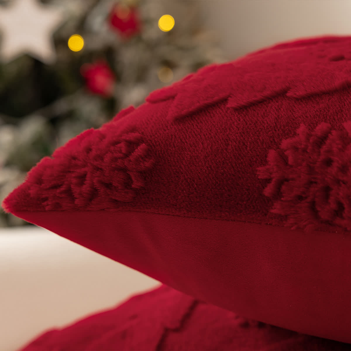 Housse de coussin jacquard avec décoration sapin de Noël