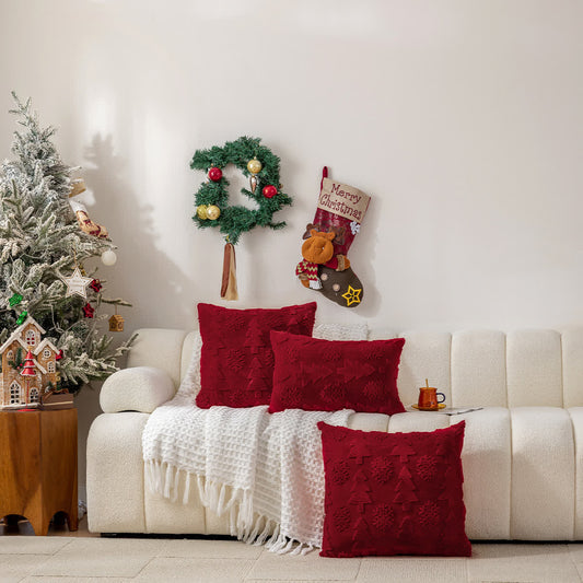 Housse de coussin jacquard avec décoration sapin de Noël