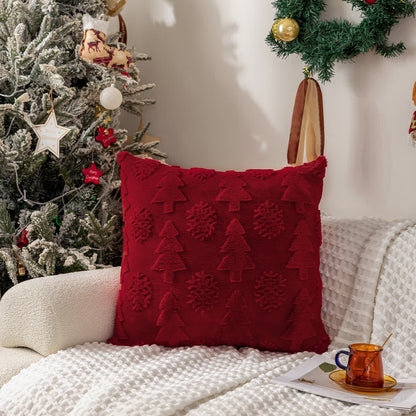 Housse de coussin jacquard avec décoration sapin de Noël