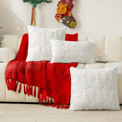Housse de coussin jacquard avec décoration sapin de Noël
