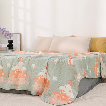 Couette en gaze de coton avec sapin de Noël dessiné