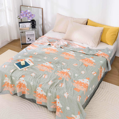 Couette en gaze de coton avec sapin de Noël dessiné