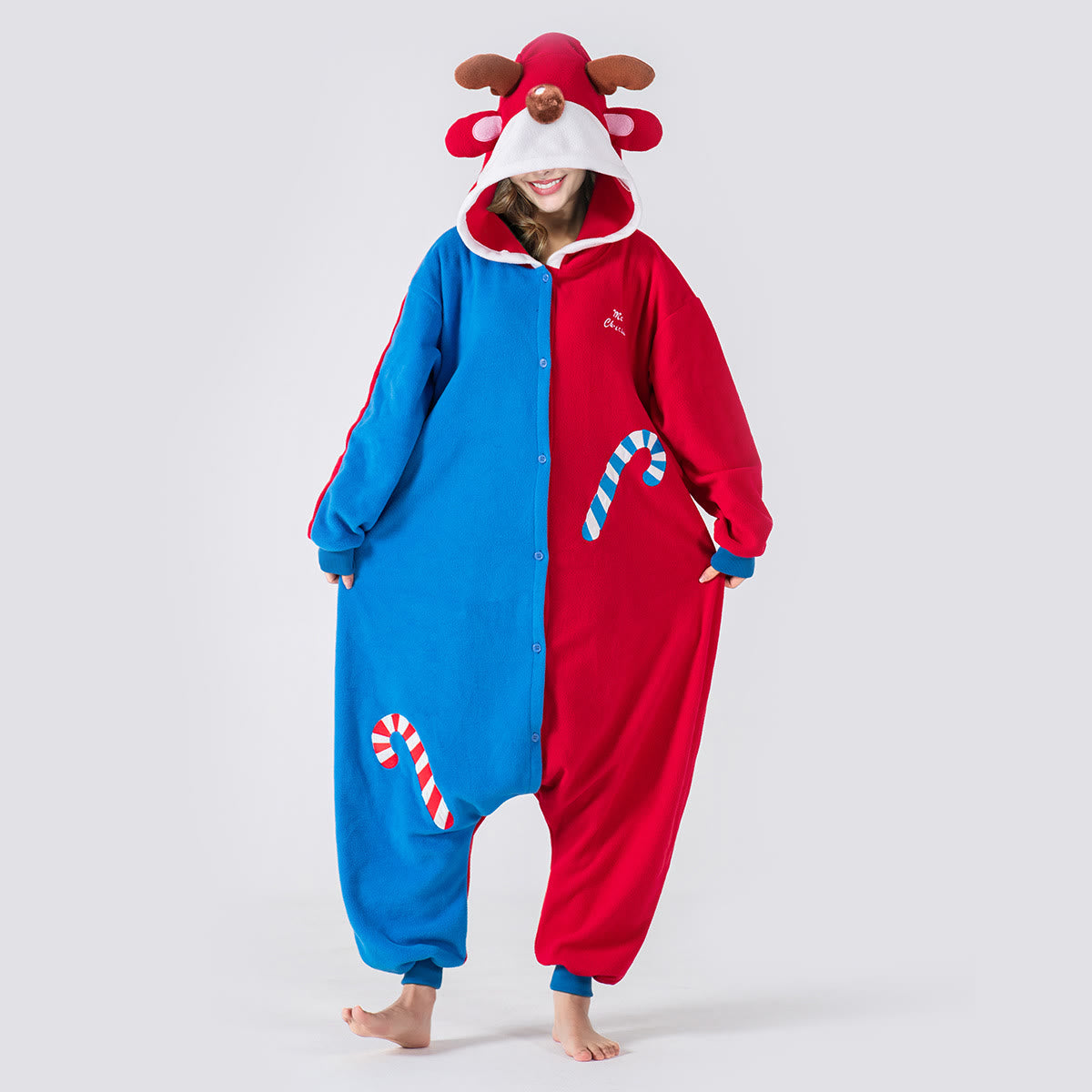 Pyjama de Noël amusant une pièce avec capuche