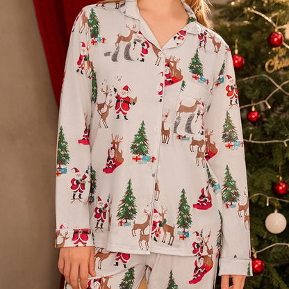 Ensemble pyjama festif de Noël avec revers doux
