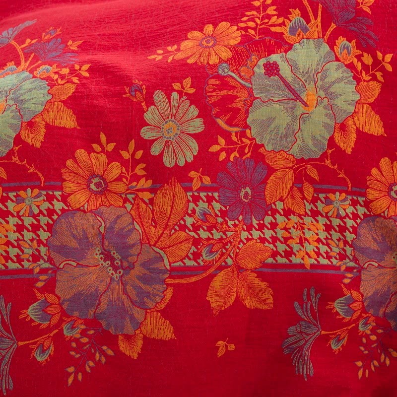 Parure de lit en pur coton avec motif floral et boutons (4 pièces)